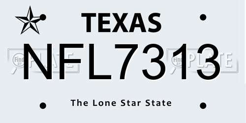NFL7313 Texas License Plate