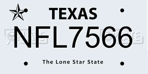 NFL7566 Texas License Plate