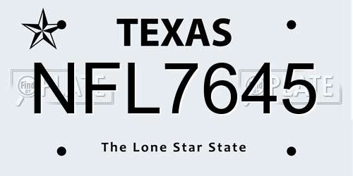 NFL7645 Texas License Plate