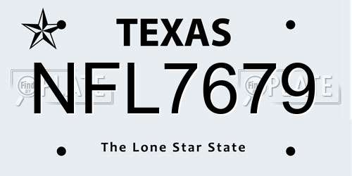 NFL7679 Texas License Plate