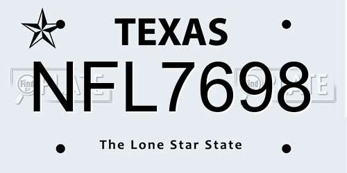 NFL7698 Texas License Plate