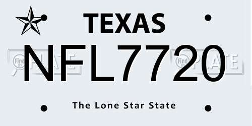 NFL7720 Texas License Plate