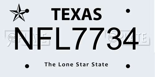 NFL7734 Texas License Plate