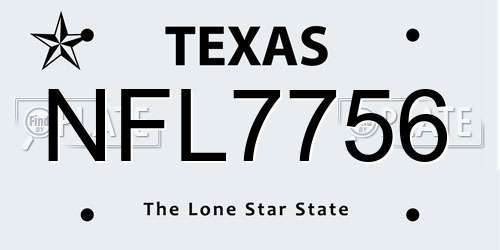 NFL7756 Texas License Plate