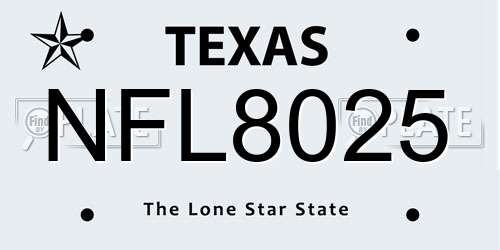 NFL8025 Texas License Plate