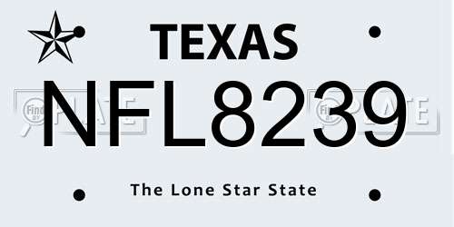 NFL8239 Texas License Plate