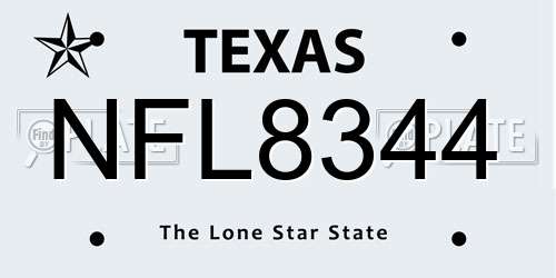 NFL8344 Texas License Plate