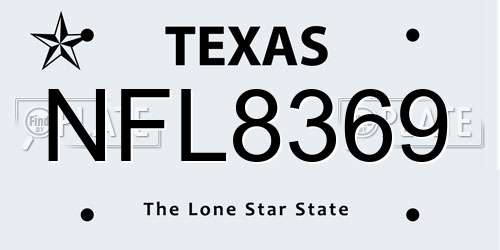 NFL8369 Texas License Plate