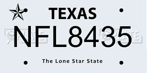 NFL8435 Texas License Plate