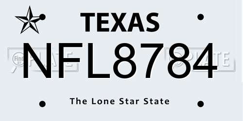 NFL8784 Texas License Plate