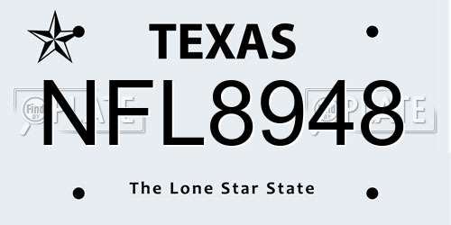 NFL8948 Texas License Plate