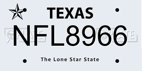 NFL8966 Texas License Plate