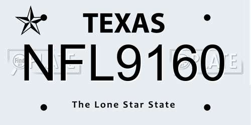 NFL9160 Texas License Plate