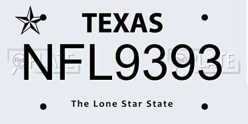 NFL9393 Texas License Plate