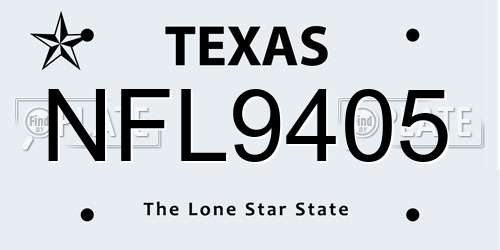 NFL9405 Texas License Plate