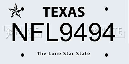 NFL9494 Texas License Plate