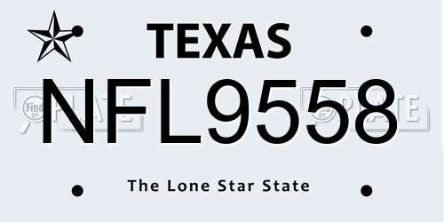 NFL9558 Texas License Plate