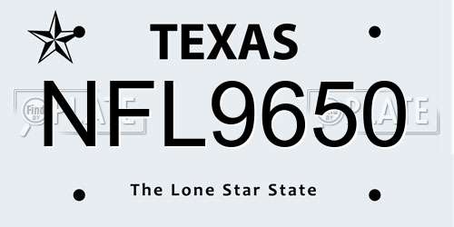 NFL9650 Texas License Plate