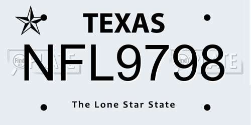 NFL9798 Texas License Plate