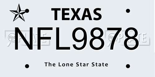 NFL9878 Texas License Plate