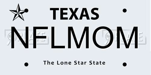 NFLMOM Texas License Plate