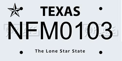 NFM0103 Texas License Plate