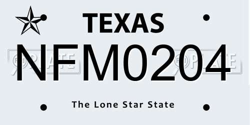 NFM0204 Texas License Plate
