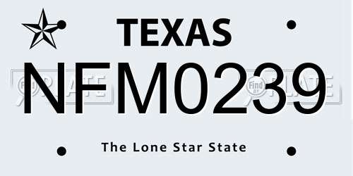 NFM0239 Texas License Plate