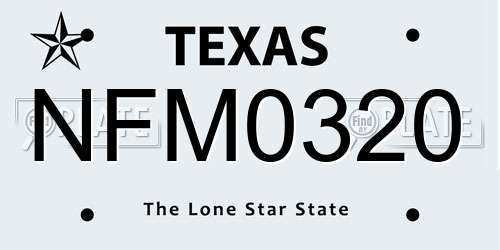 NFM0320 Texas License Plate