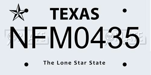 NFM0435 Texas License Plate
