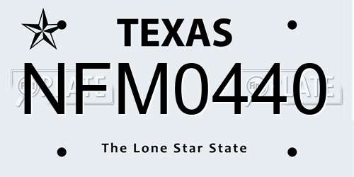 NFM0440 Texas License Plate