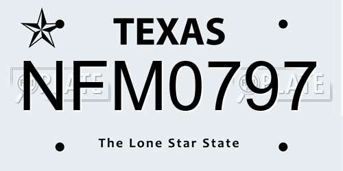 NFM0797 Texas License Plate