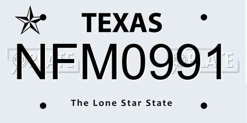 NFM0991 Texas License Plate