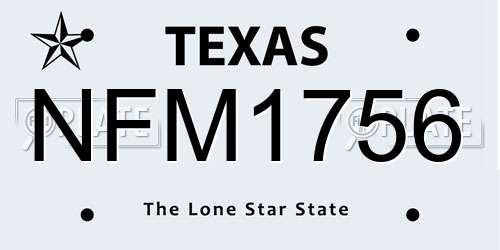 NFM1756 Texas License Plate