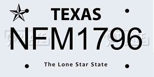 NFM1796 Texas License Plate