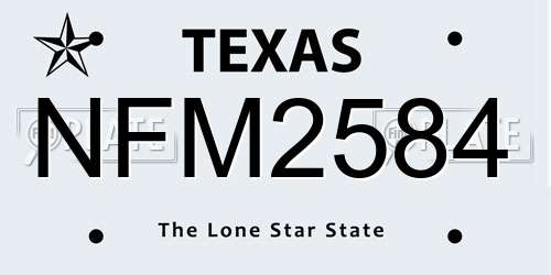 NFM2584 Texas License Plate