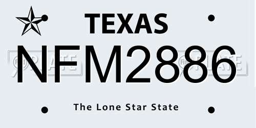 NFM2886 Texas License Plate