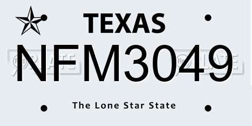 NFM3049 Texas License Plate