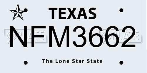 NFM3662 Texas License Plate