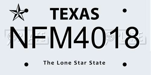 NFM4018 Texas License Plate