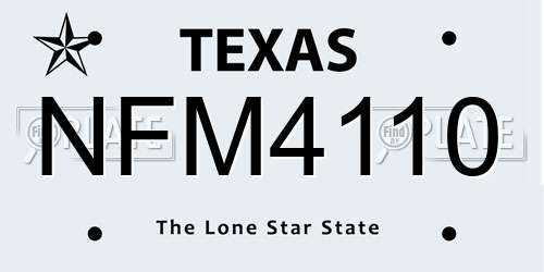 NFM4110 Texas License Plate