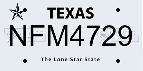 NFM4729 Texas License Plate