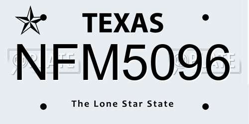 NFM5096 Texas License Plate