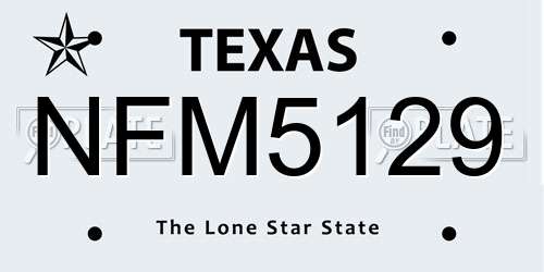 NFM5129 Texas License Plate