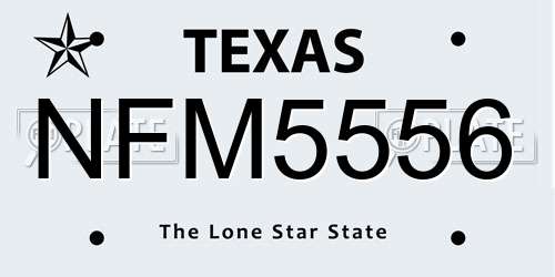 NFM5556 Texas License Plate