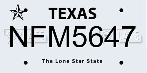 NFM5647 Texas License Plate