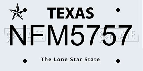 NFM5757 Texas License Plate
