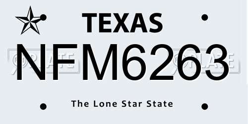 NFM6263 Texas License Plate