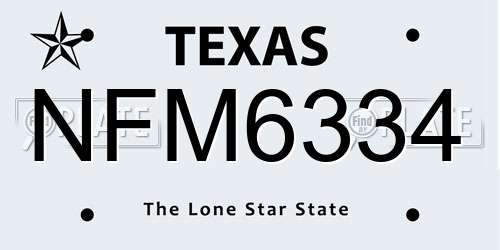 NFM6334 Texas License Plate