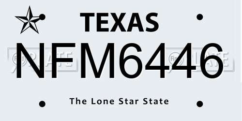 NFM6446 Texas License Plate